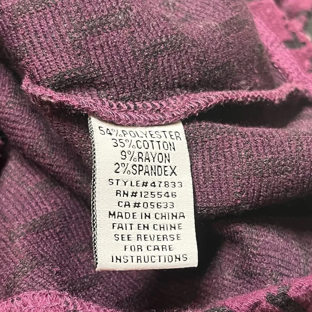 Habitat Clothes To Live In Oversize Sweater Women L Lagenlook Houndstooth Purple